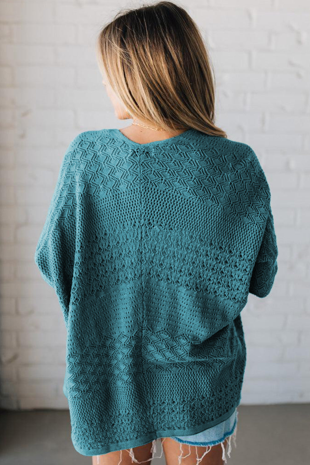 Hollow Knit Open Front Cardigan