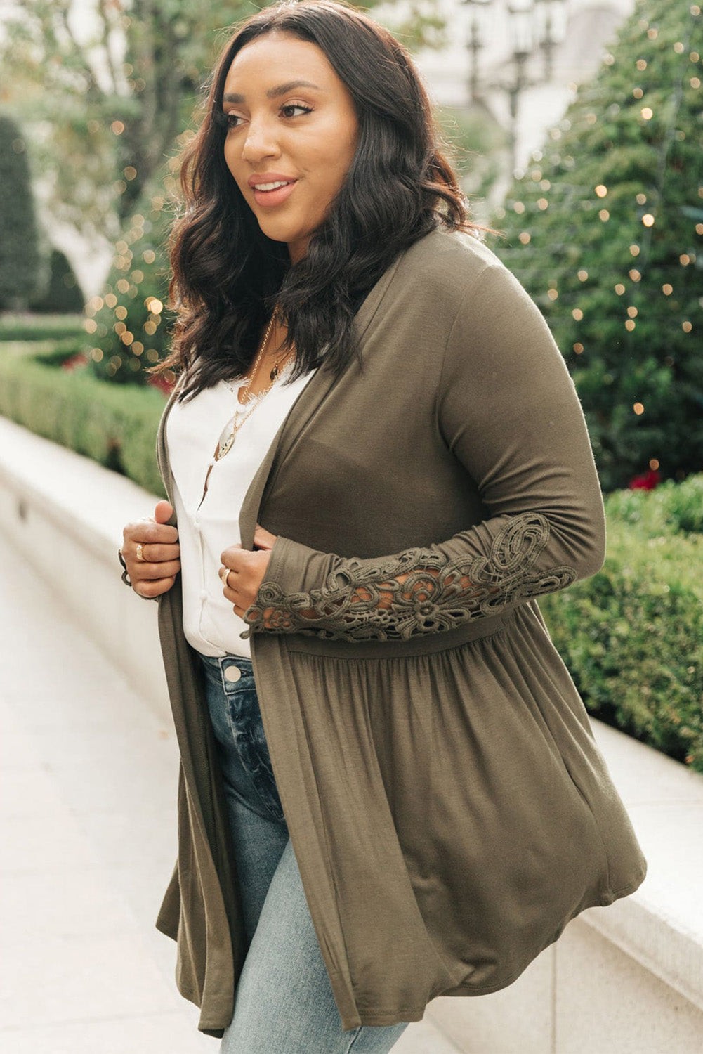 Cardigan with Lace Details