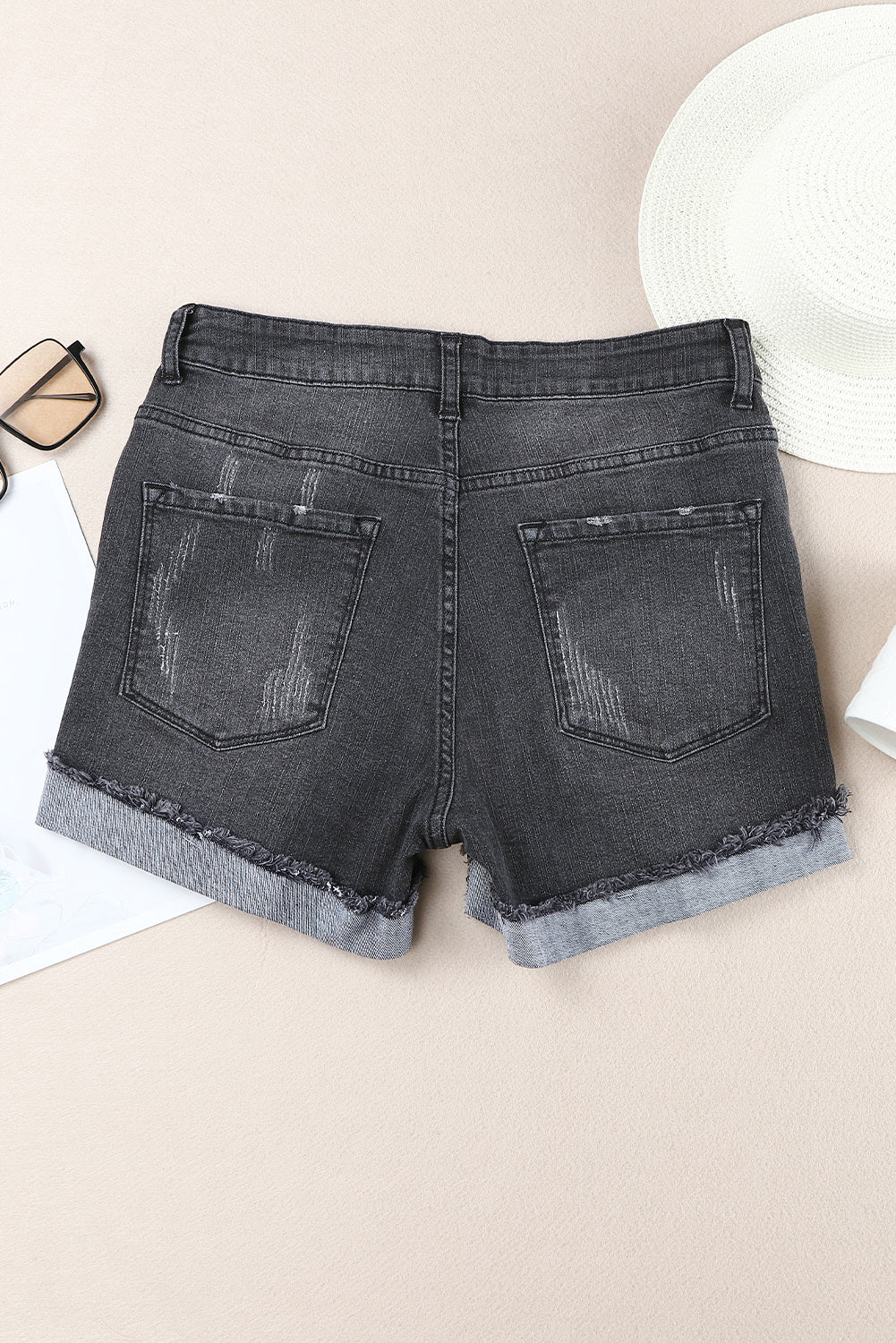 Rolled Hem Denim Shorts