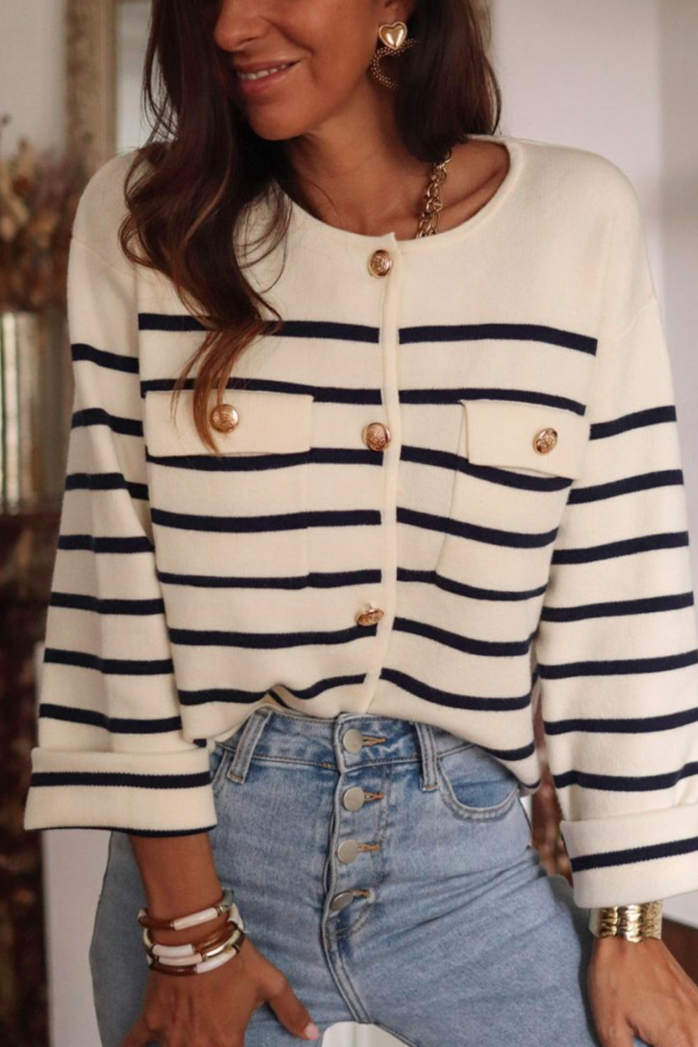 Black Stripe Cardigan