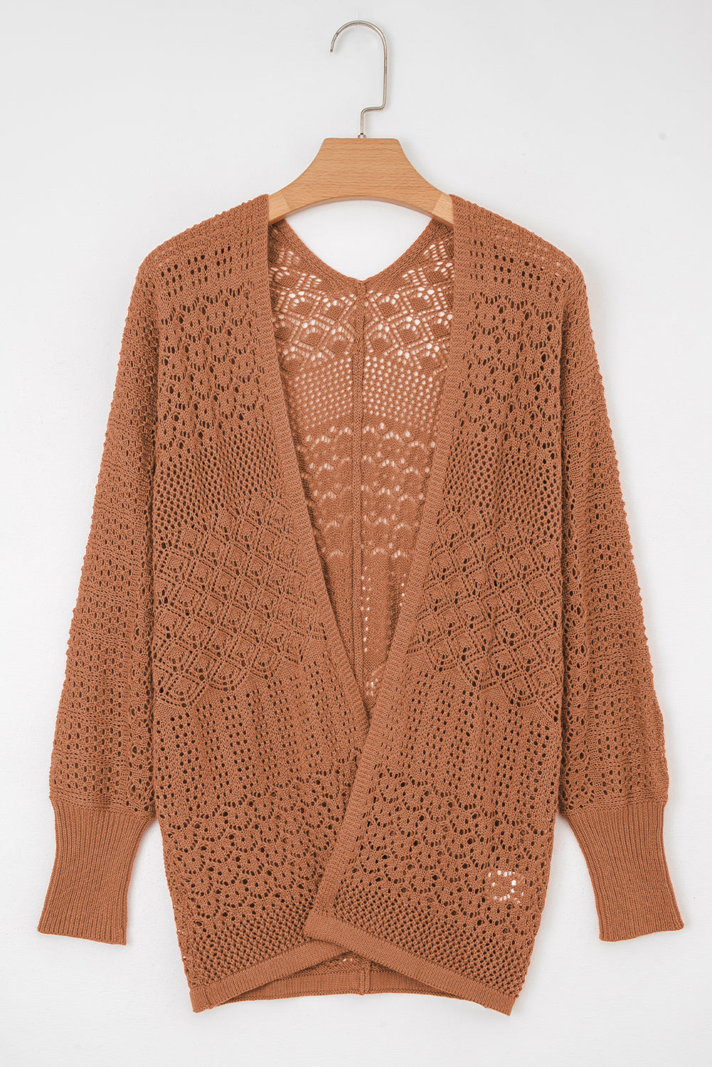 Hollow Knit Open Front Cardigan