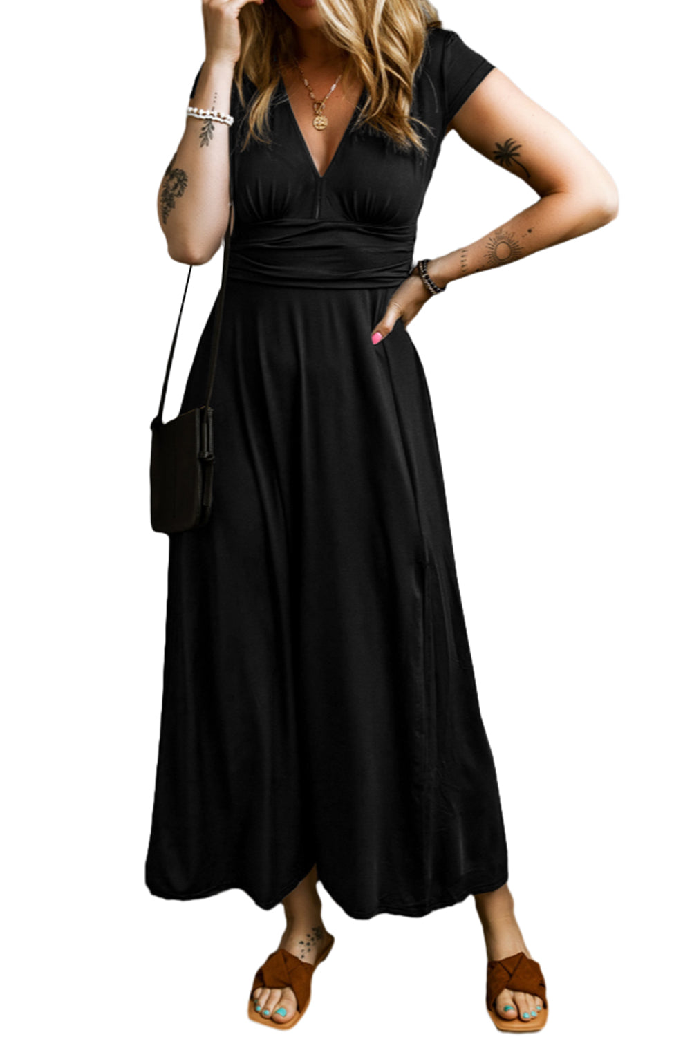 Deep V Neck  Maxi Dress