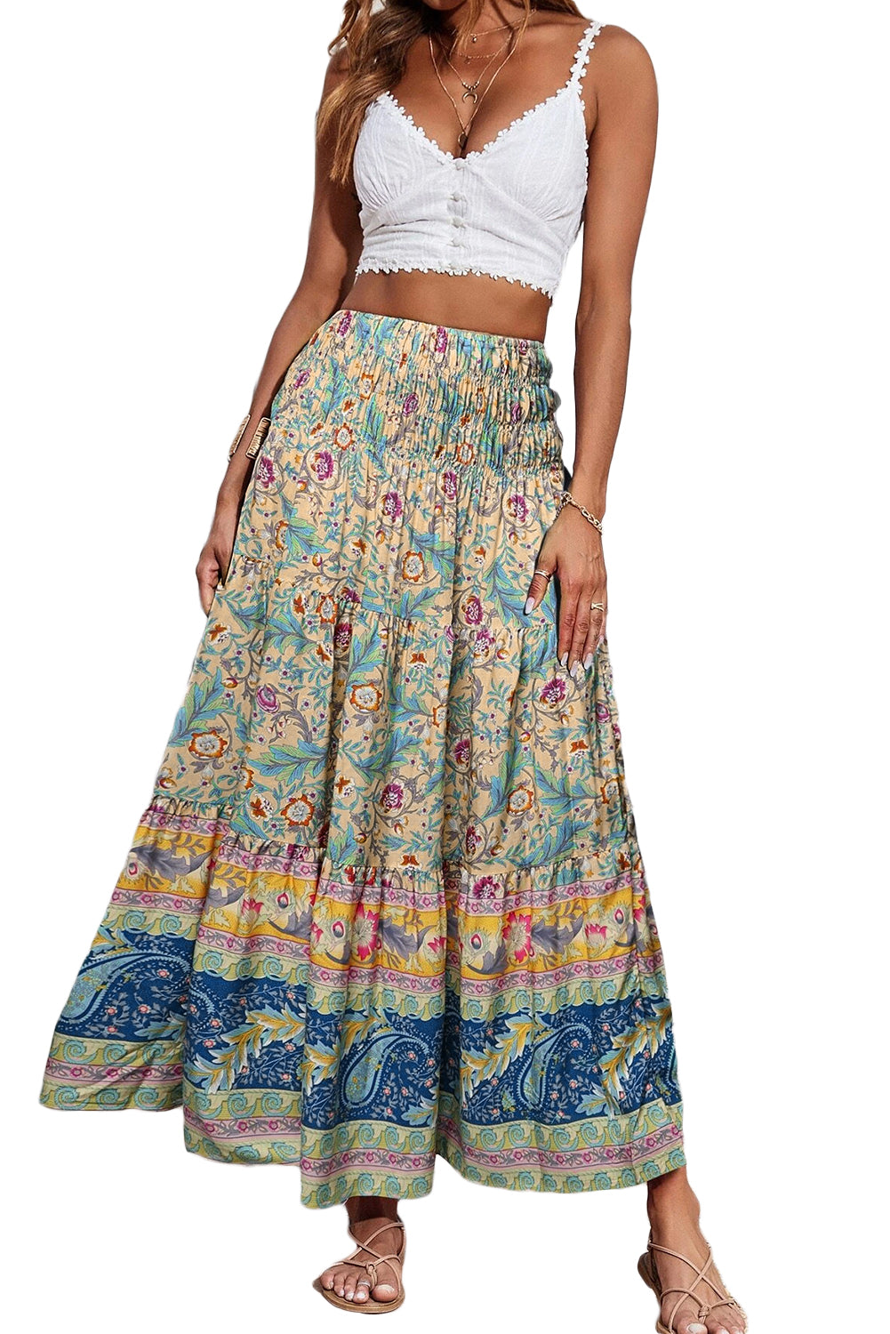 Paisley Print Long Skirt