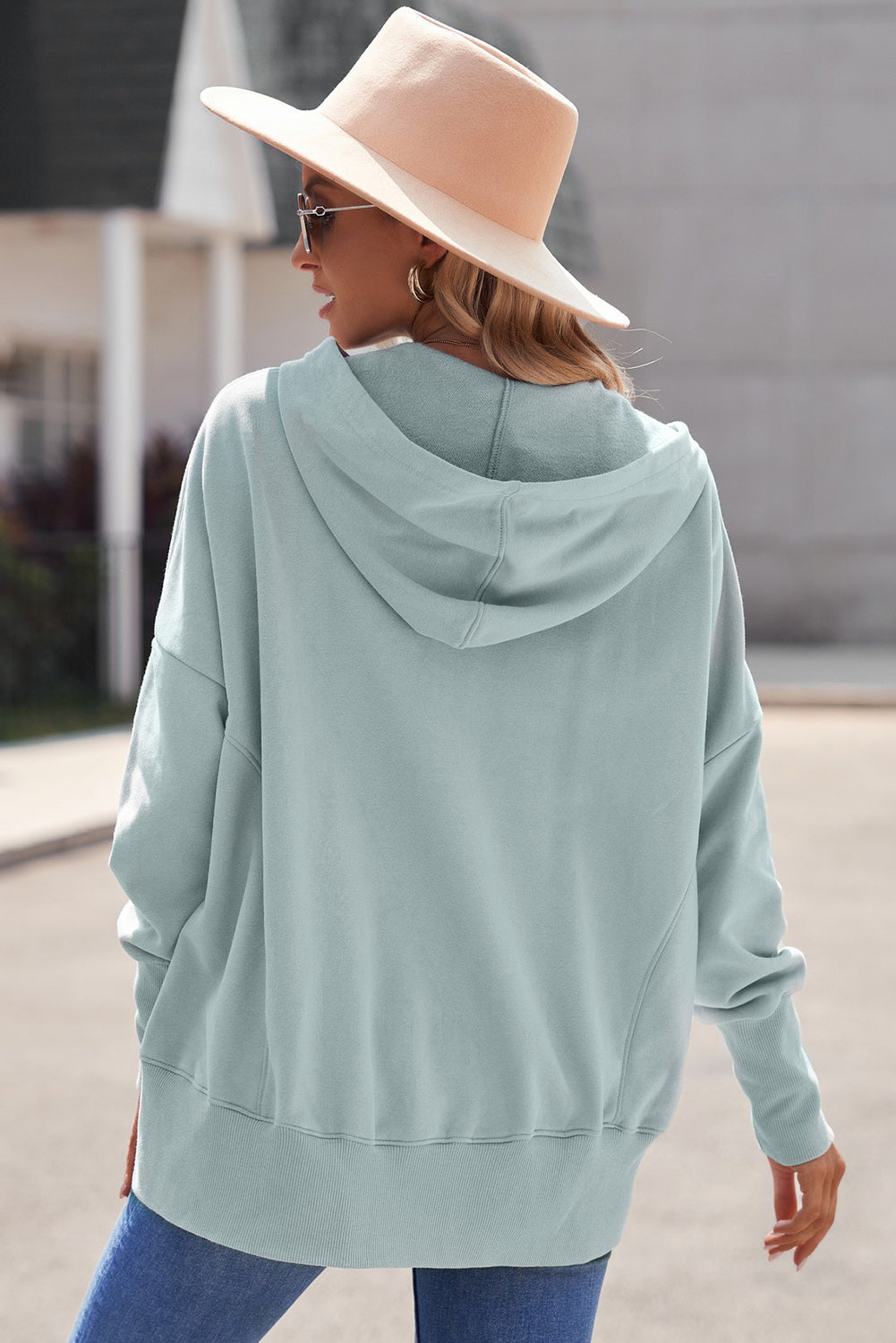 Batwing Sleeve Henley Hoodie