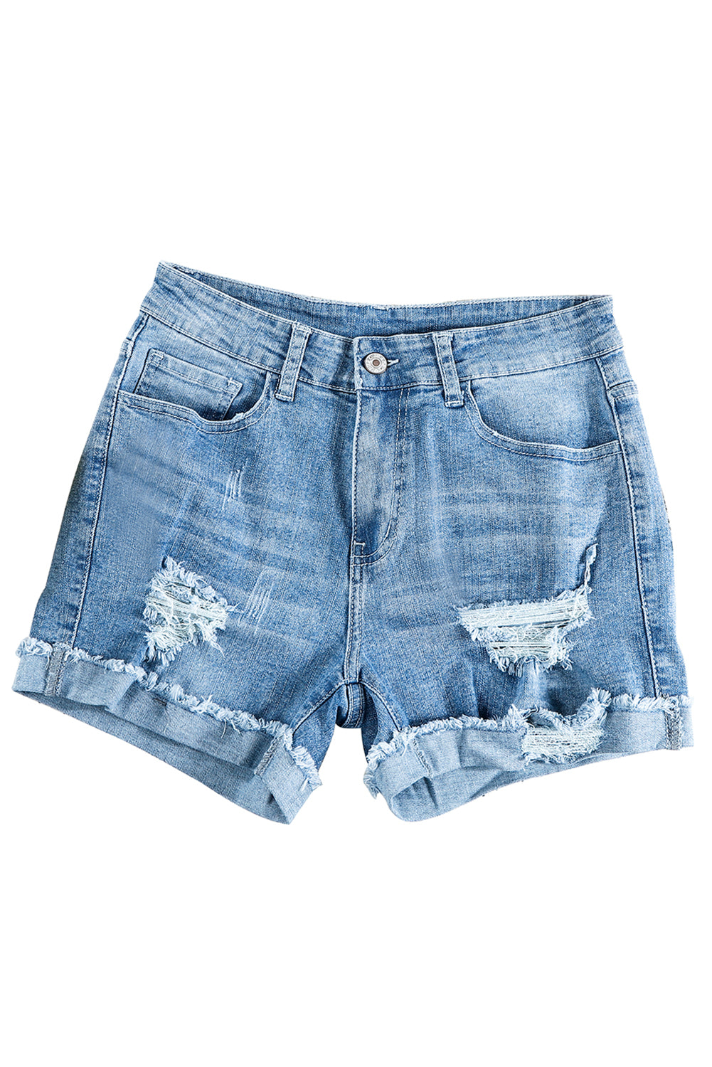 Rolled Hem Denim Shorts