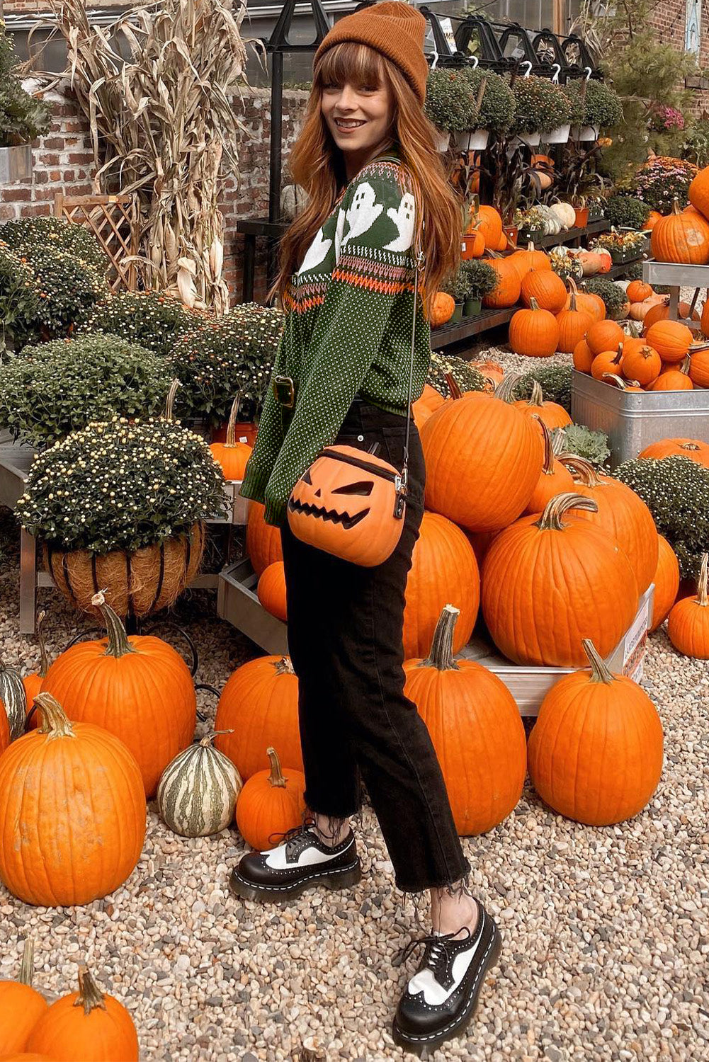 Halloween Ghost Pattern Drop Shoulder Sweater