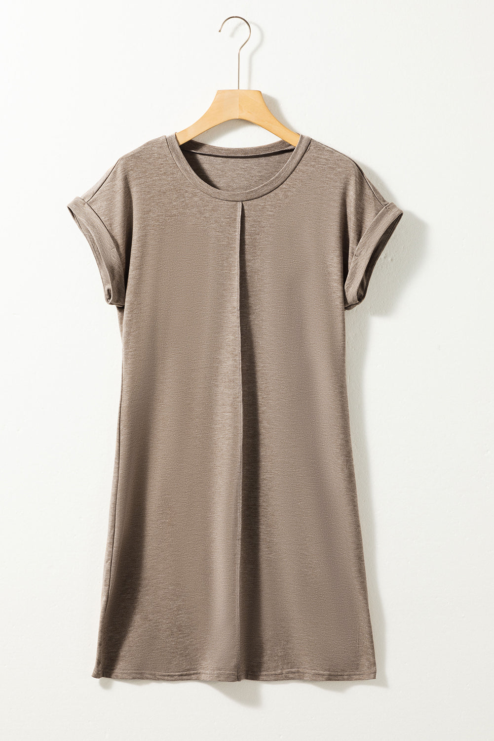 Center Seamed Roll Sleeve T-shirt Dress