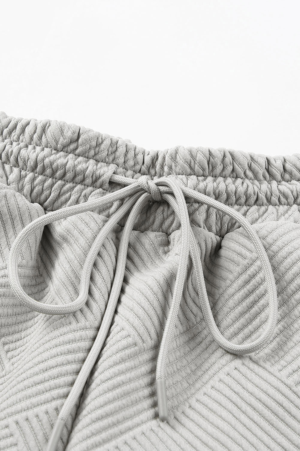 Solid Textured Drawstring Shorts Set