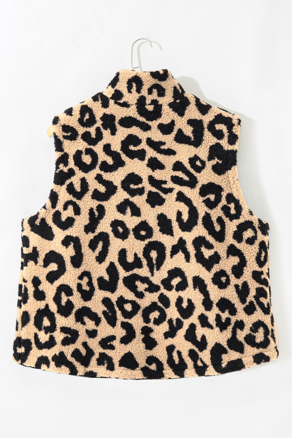 Leopard Sherpa Plus Size Vest Jacket