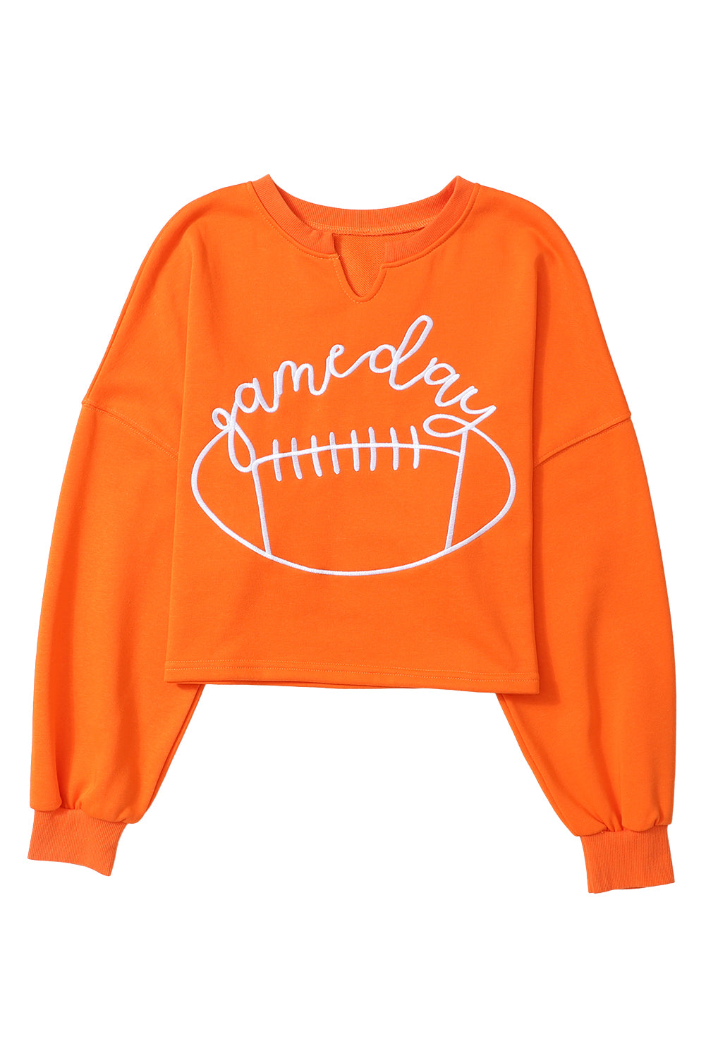 Game Day Notched Neck Cropped Sweatshirt