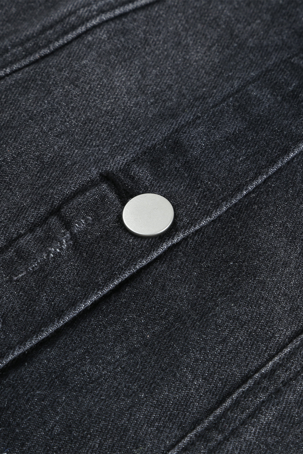 Raw Hem Buttons Denim Jacket