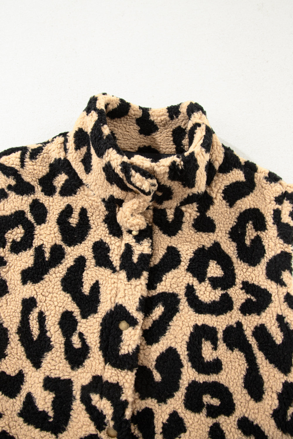 Leopard Sherpa Plus Size Vest Jacket
