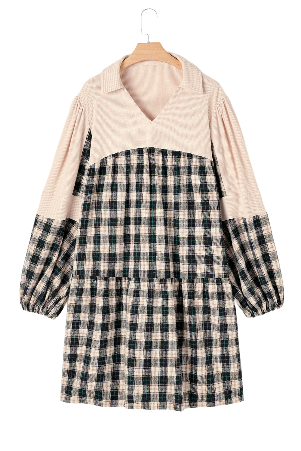 Plaid and Waffle knit Plus Size Dress