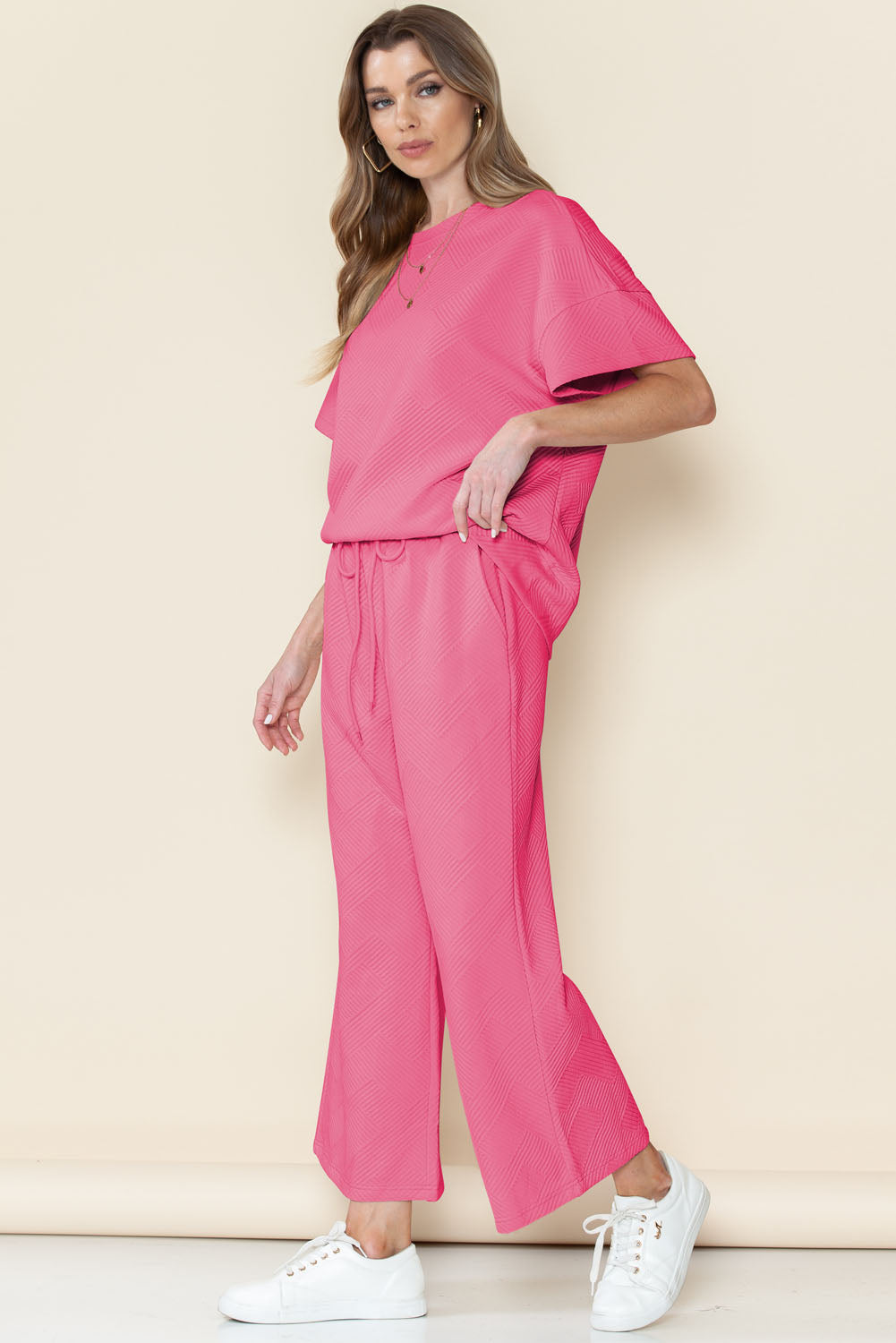 Loose Fit T Shirt and Drawstring Pants Set