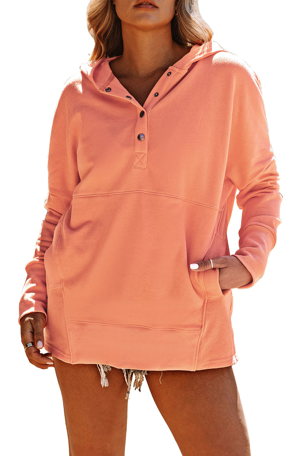 Batwing Sleeve Henley Hoodie