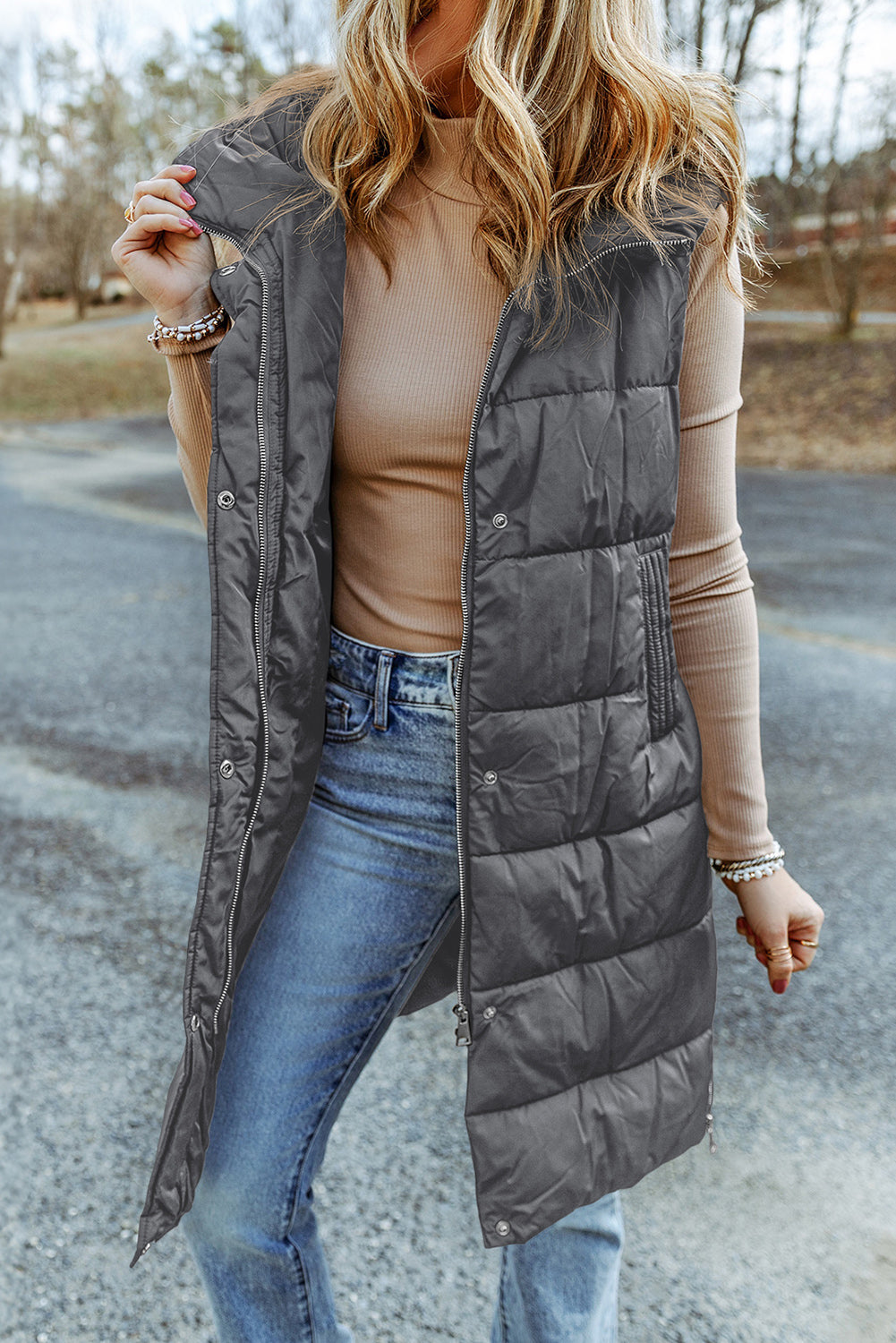 Quilted Long Vest