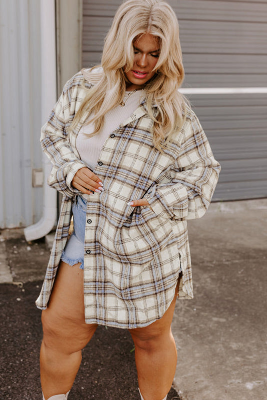 Plaid Print Plus Size Shacket