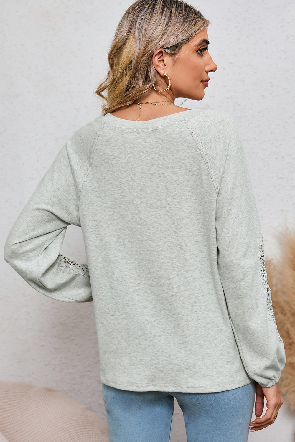 V-Neck Embroidered Long Sleeve Top