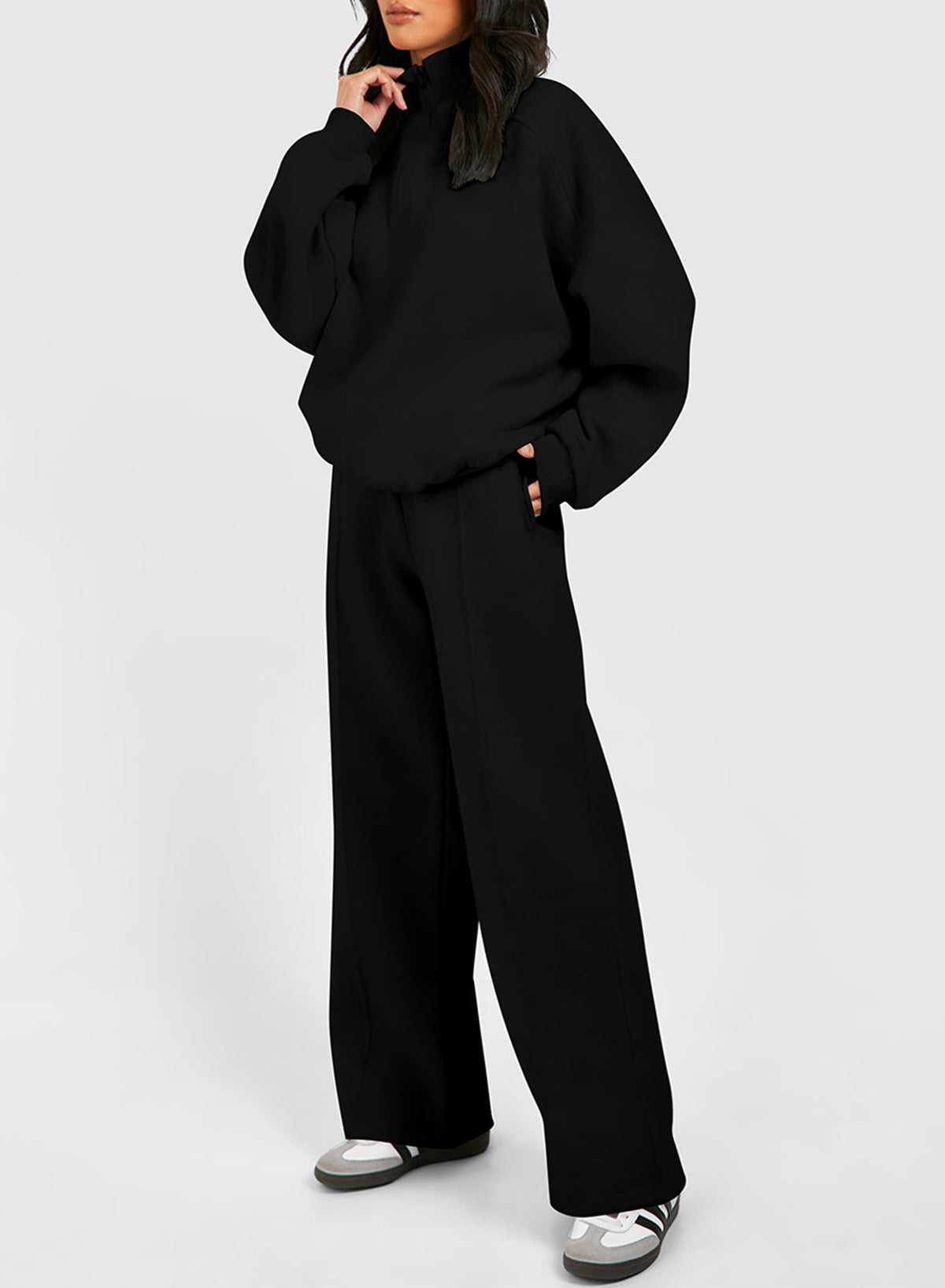 Half Zip Sweatshirt and Pants Set