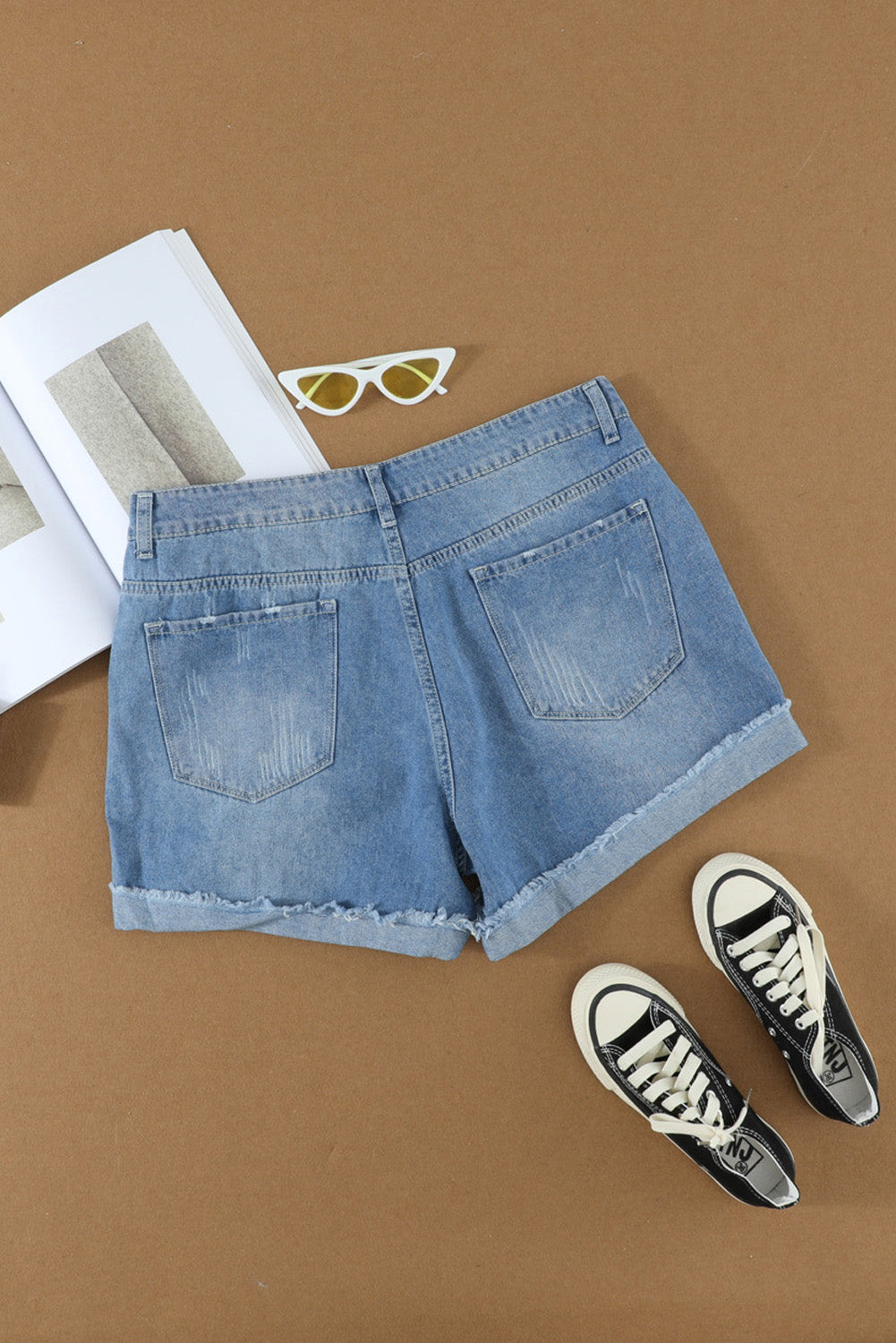 Rolled Hem Denim Shorts