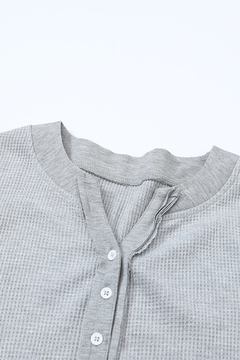 Waffle Knit Long Sleeve Henley Shirt