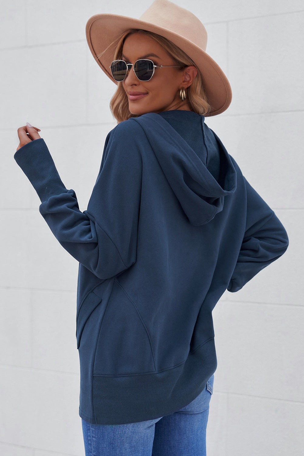 Batwing Sleeve Henley Hoodie