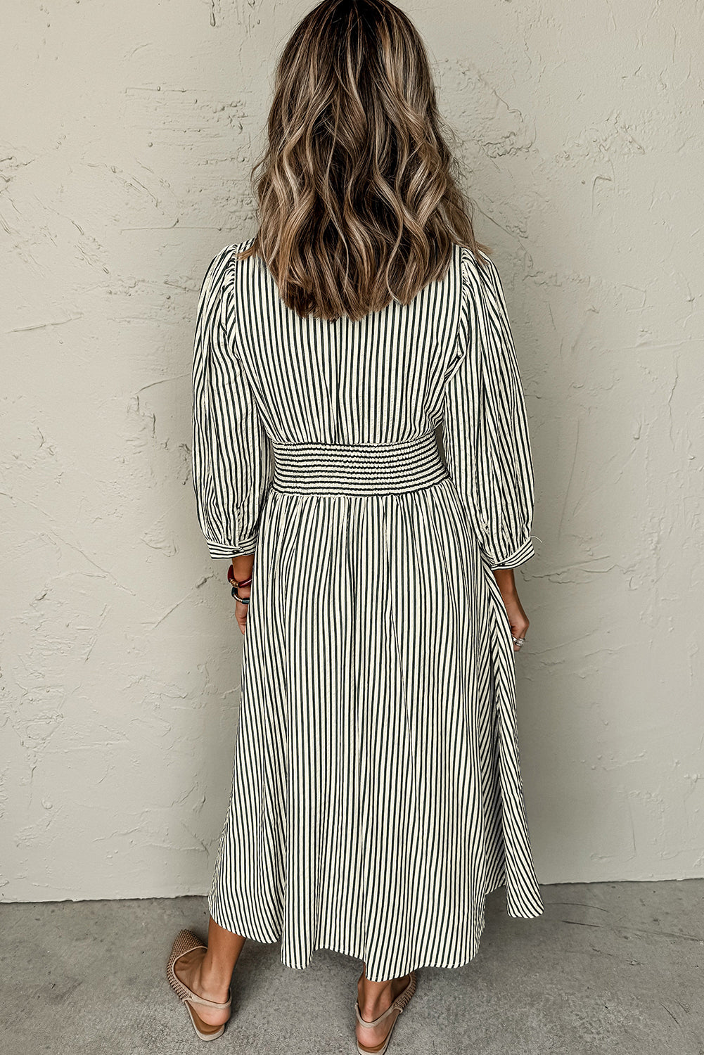 Cinched High Waist Midi Dress