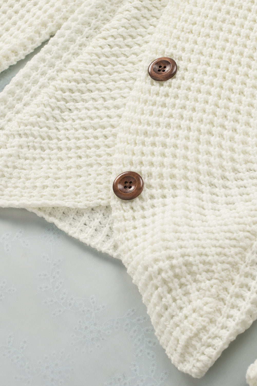 Knitted Button Front Cowl Neck Sweater