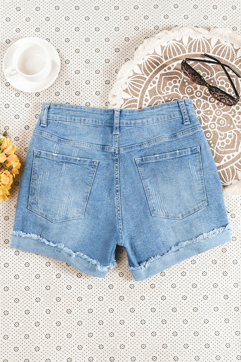 Rolled Hem Denim Shorts