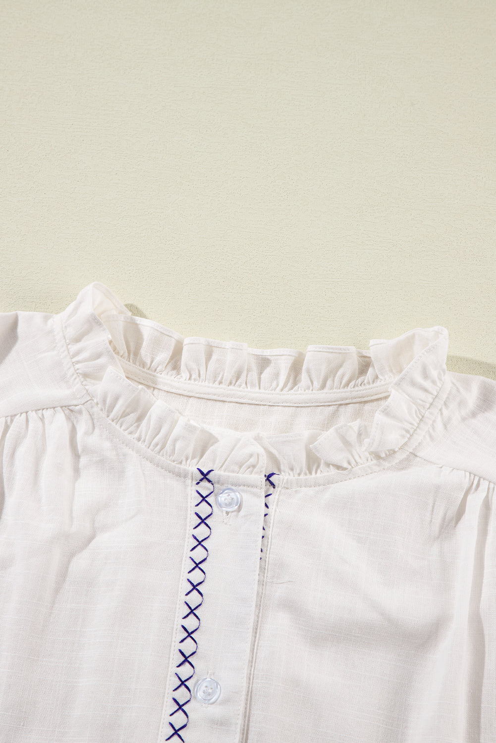 Embroidered Button Up Boho Blouse