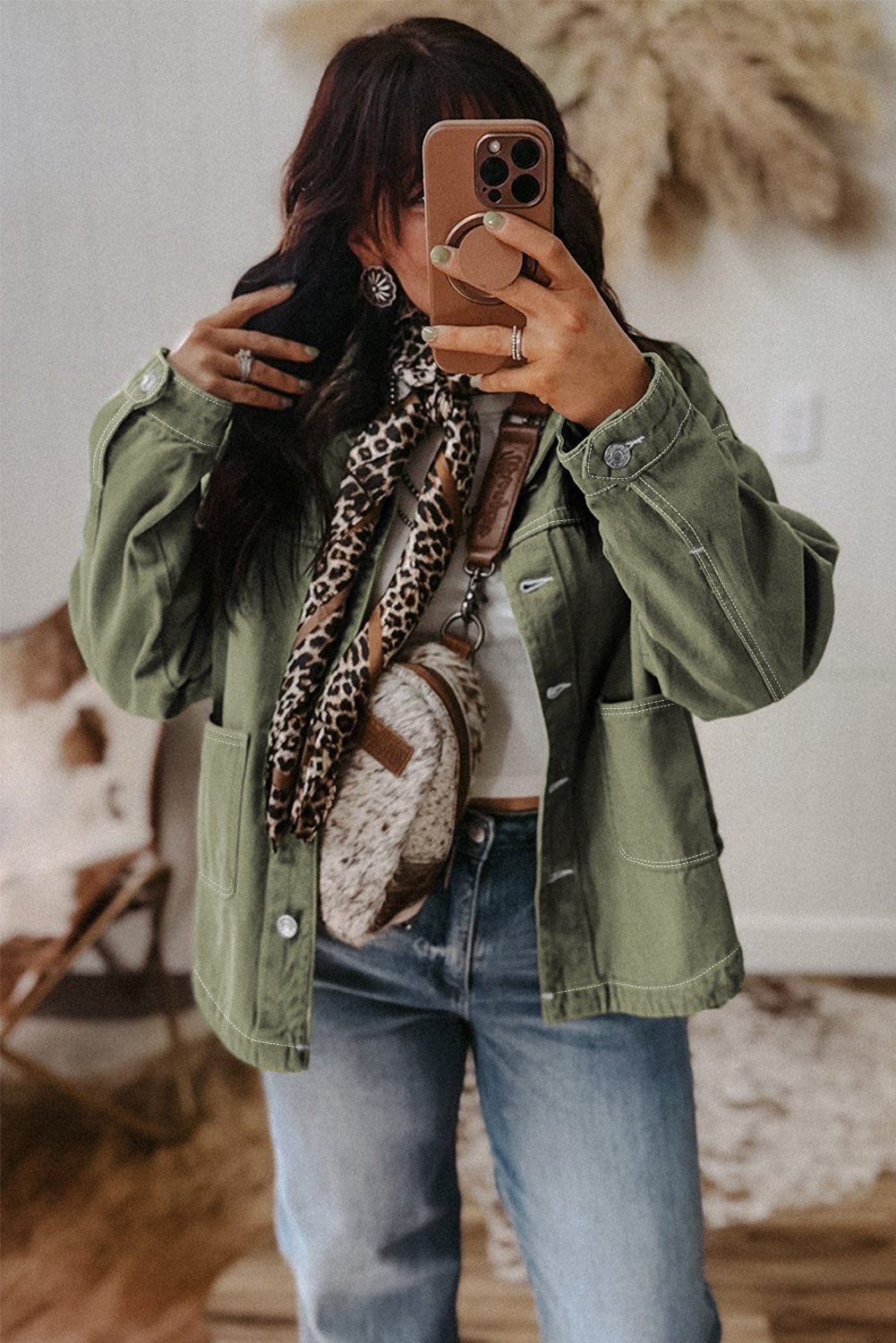 Button Front Denim Jacket