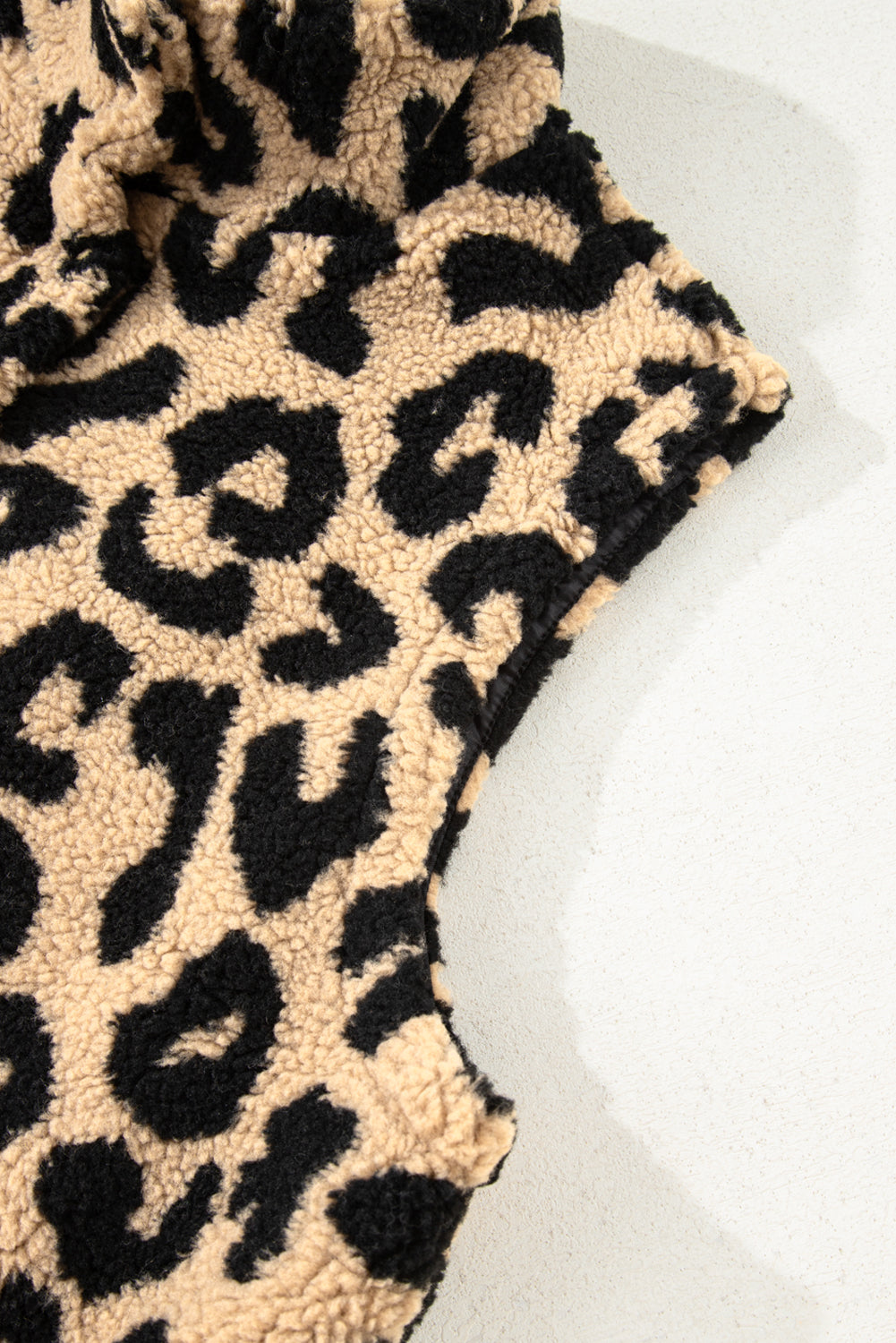 Leopard Sherpa Plus Size Vest Jacket