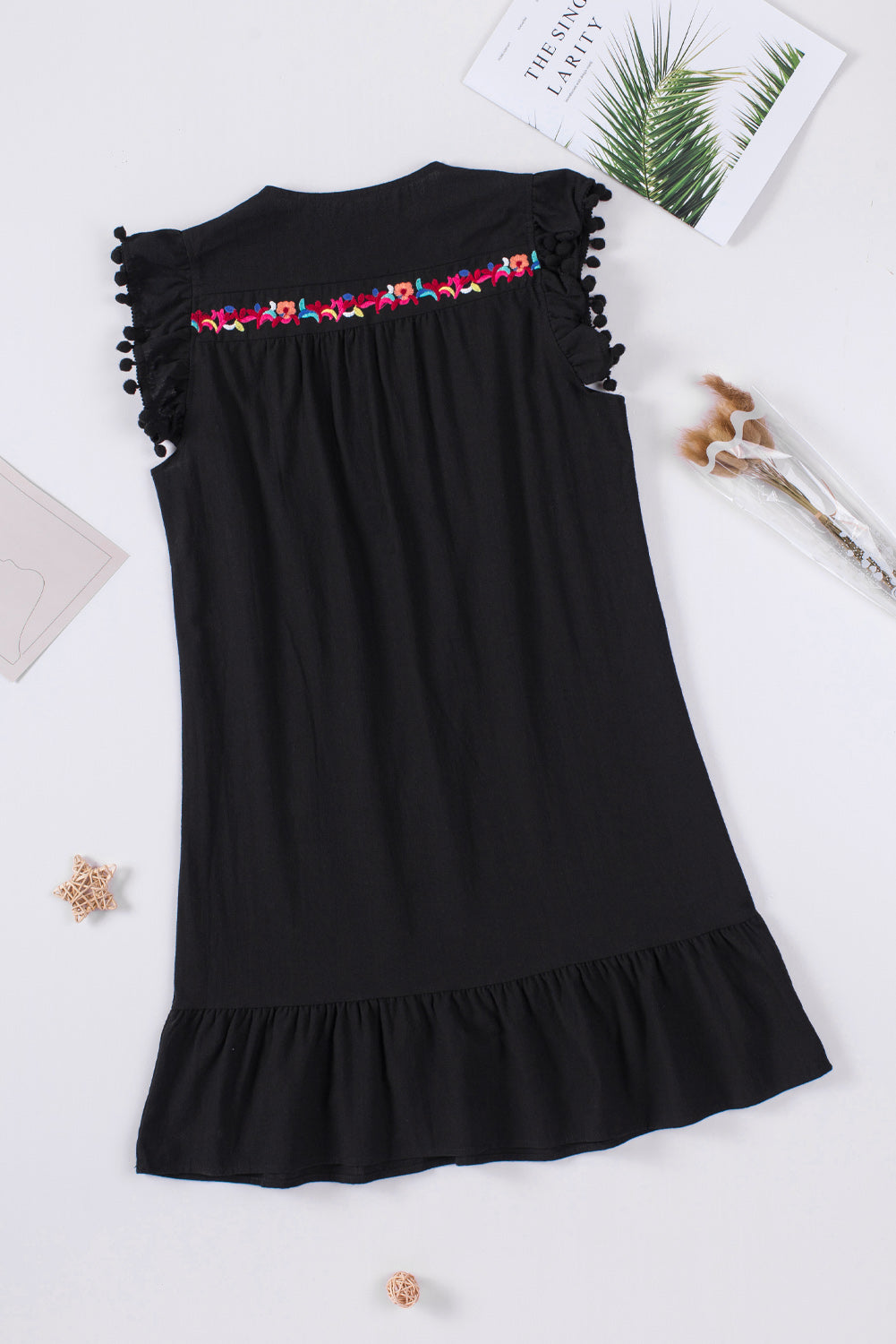 A Line Ruffled Sleeveless Short Dress