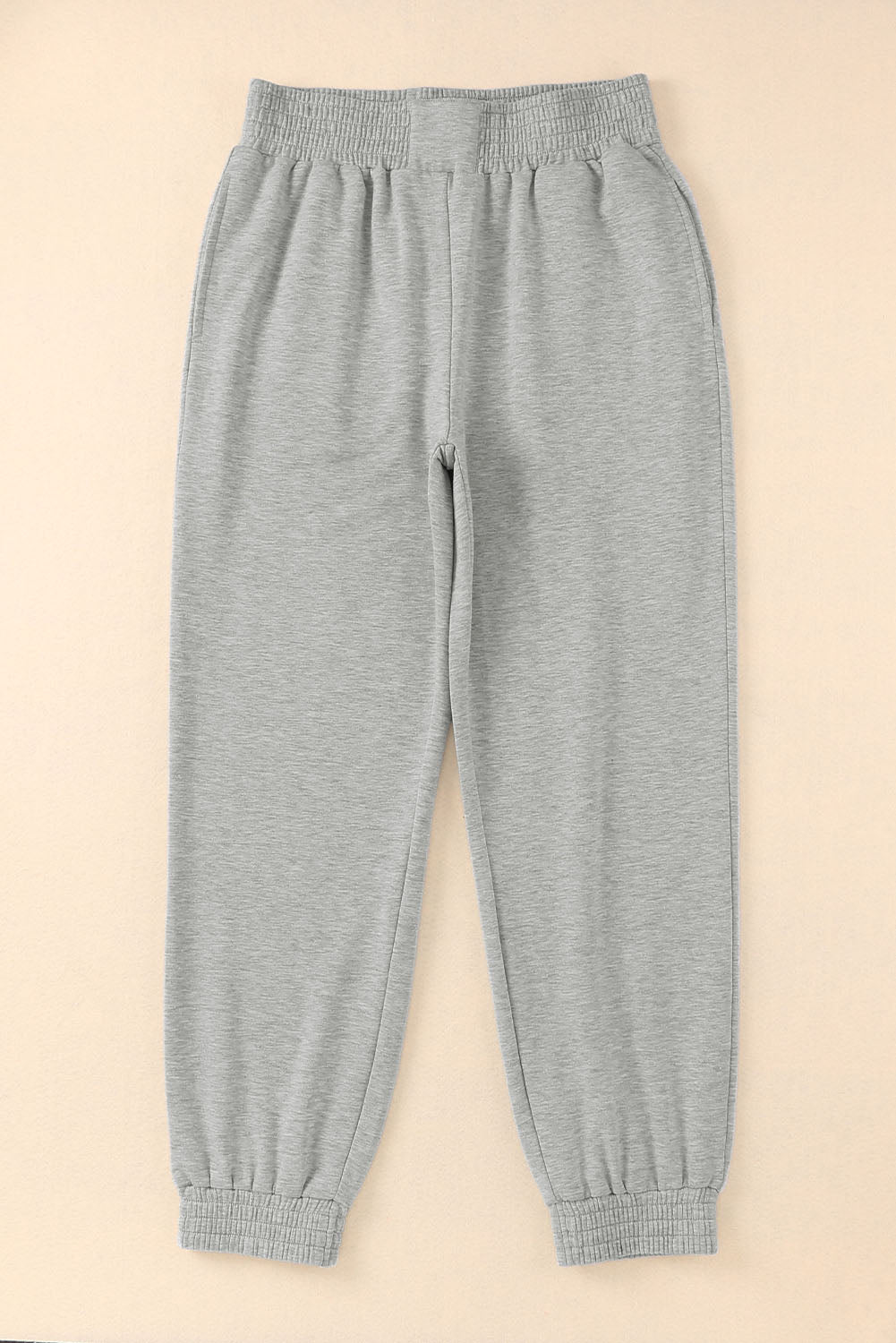 Grey Smocked Jogger Pants