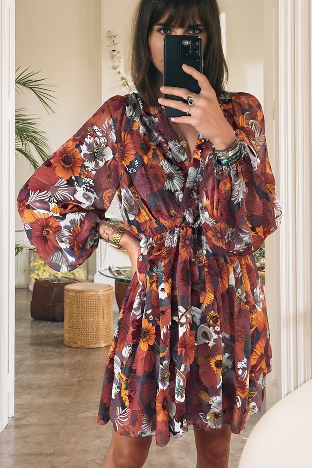 Flowy Wrap Mini Dress
