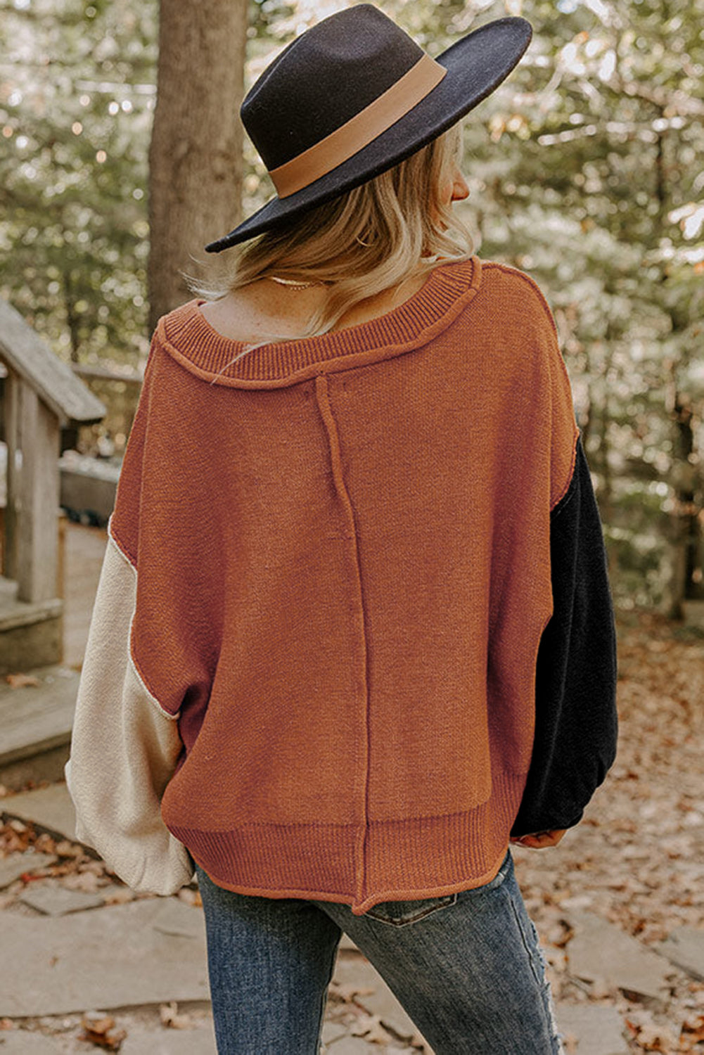 Bubble Sleeve V Neck Sweater