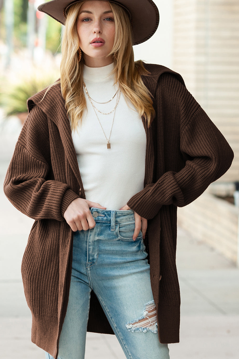 Button Up Chunky Knit Cardigan