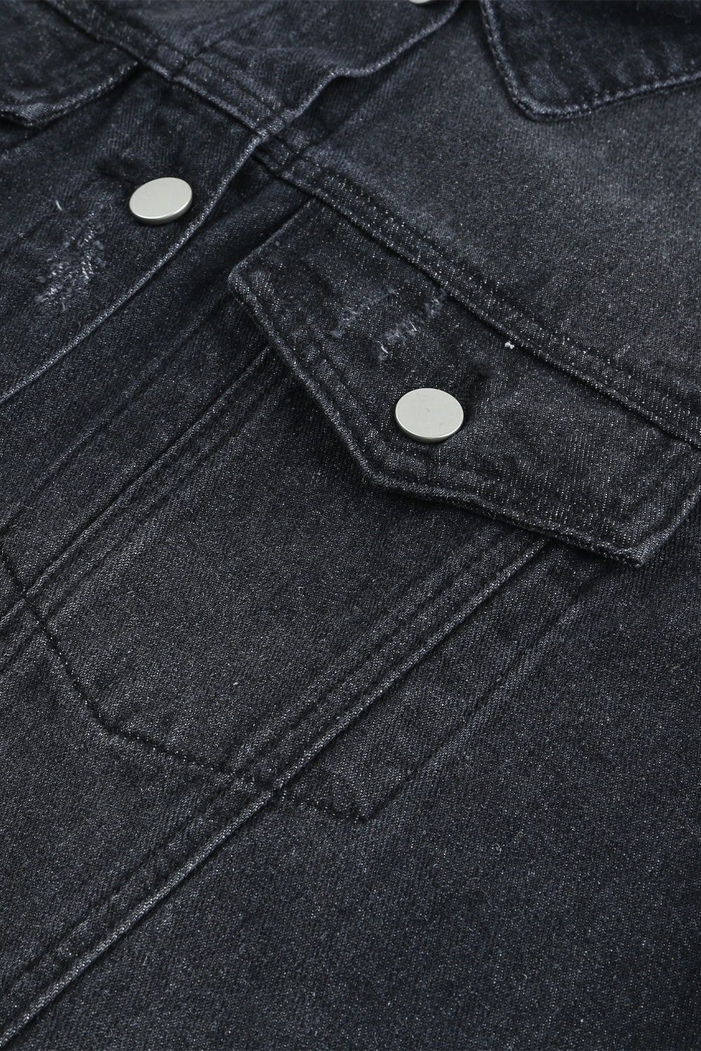 Raw Hem Buttons Denim Jacket