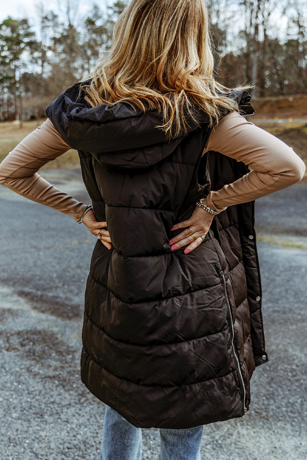 Womens long quilted on sale vest