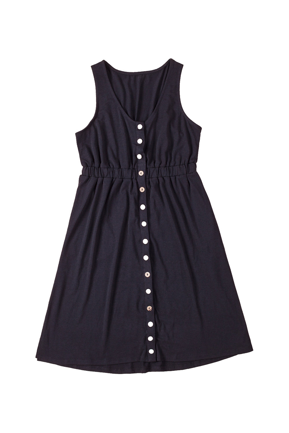 Sleeveless Button Front Short Basics Dress