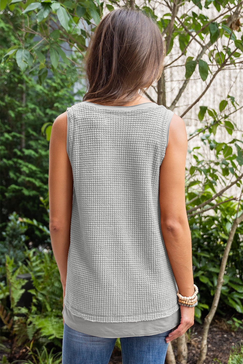 Scoop Neck Waffle Knit