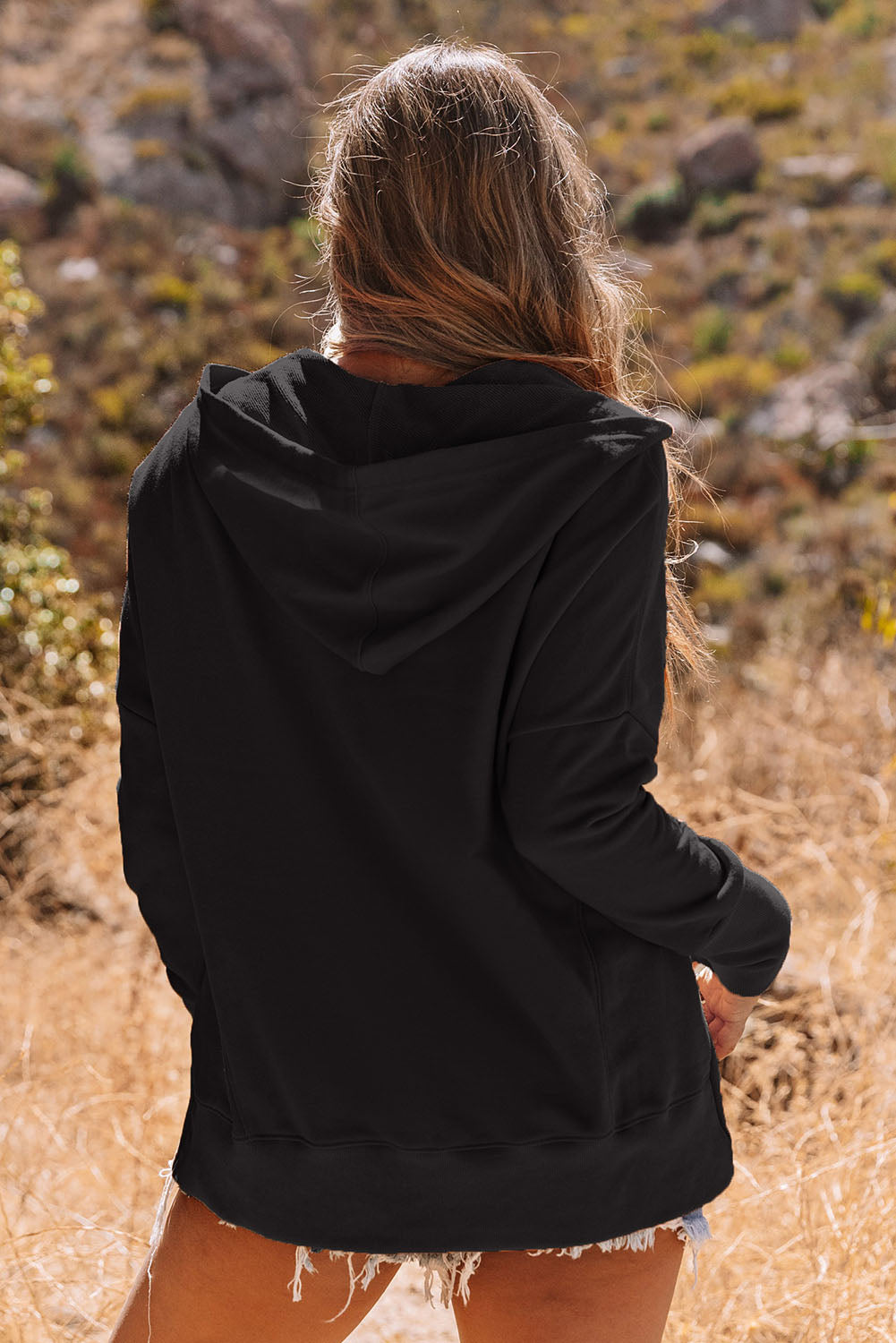 Batwing Sleeve Henley Hoodie