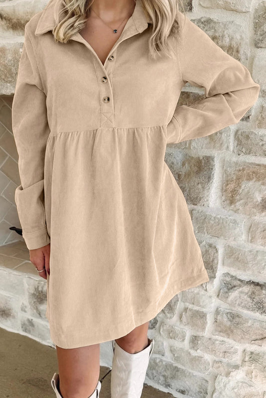 Corduroy Long Sleeve Mini Dress