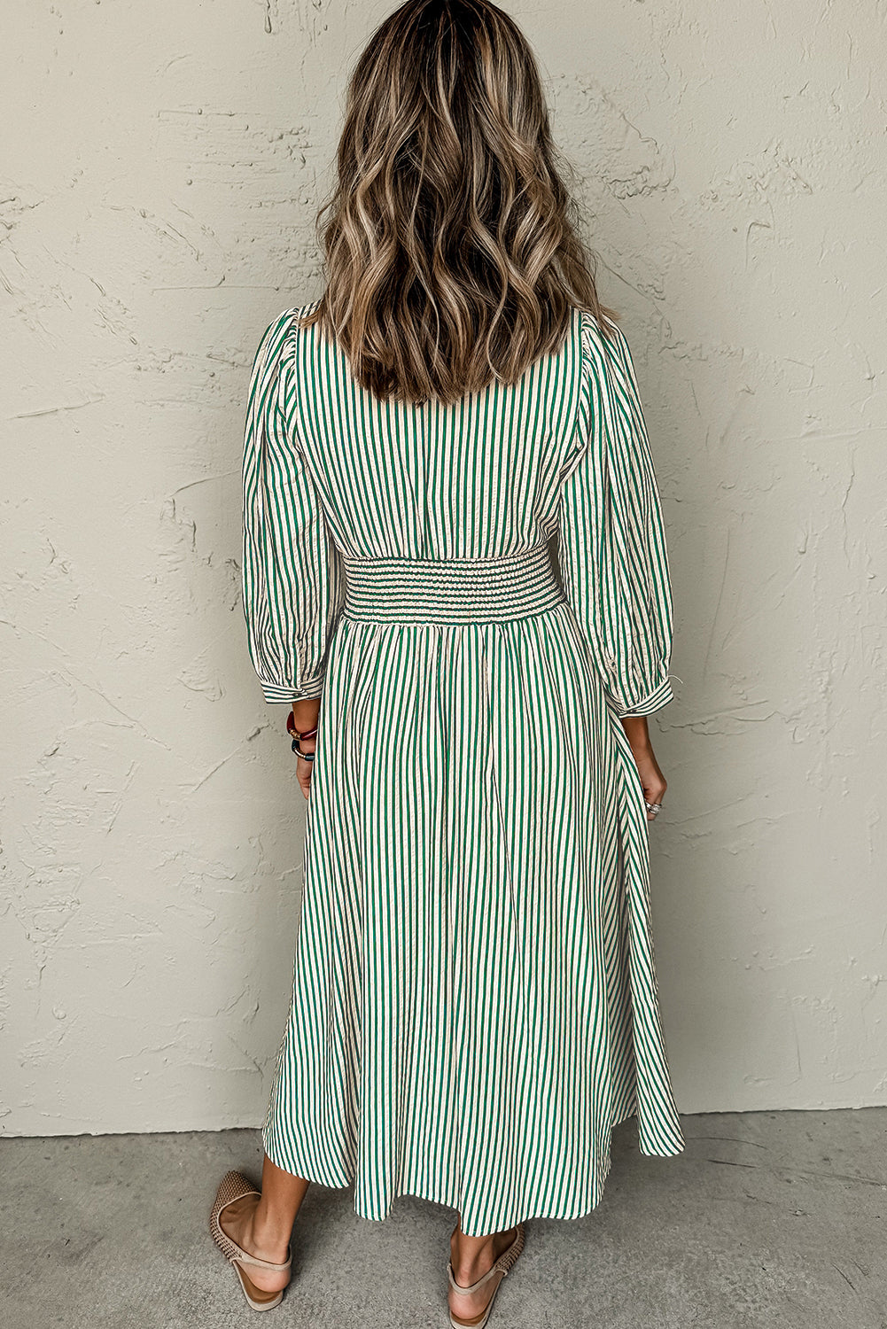 Cinched High Waist Midi Dress