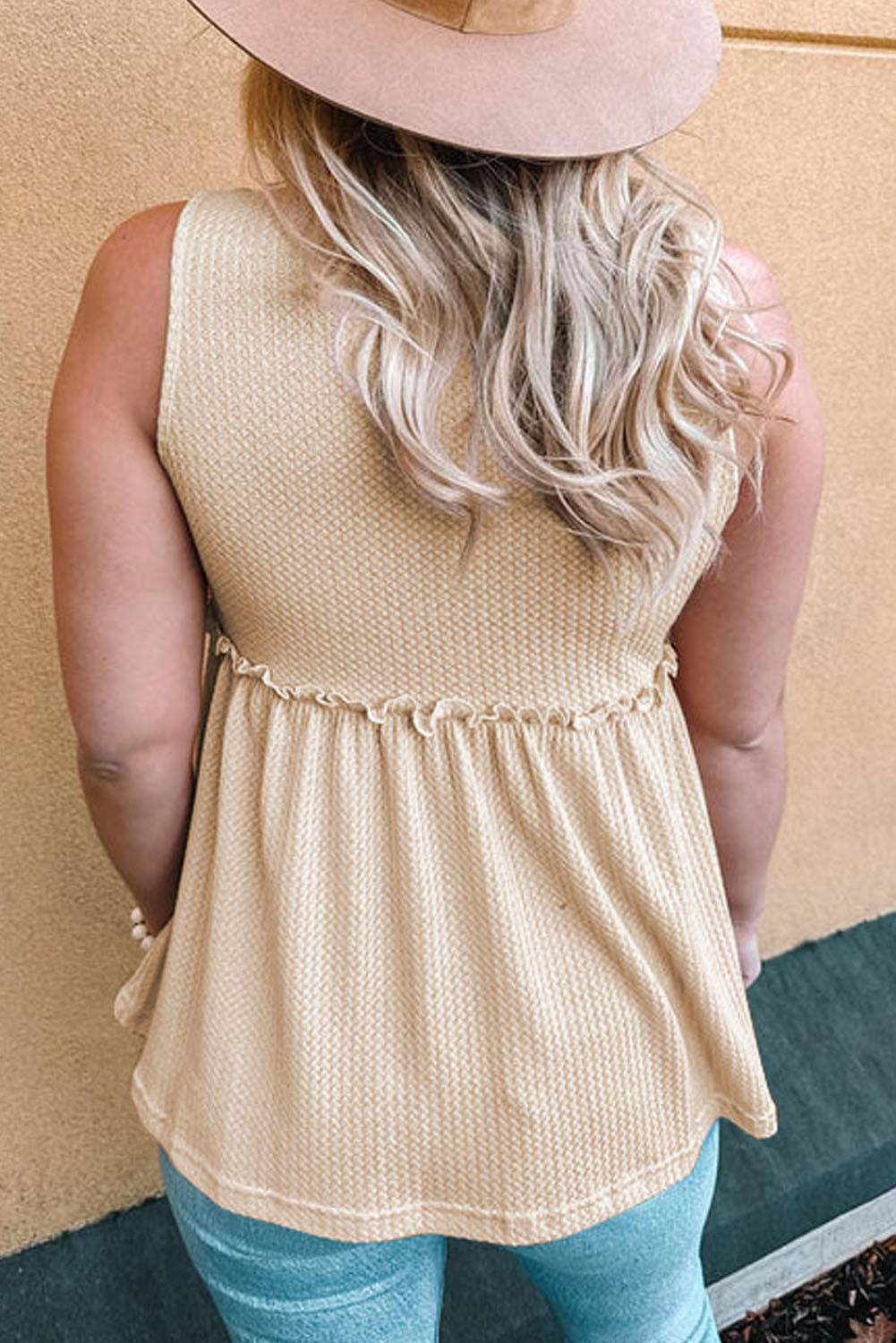 V Neck Textured Babydoll