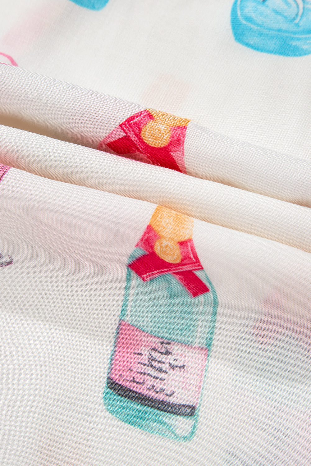 Wine Glass Print Plus Size Pajama Set