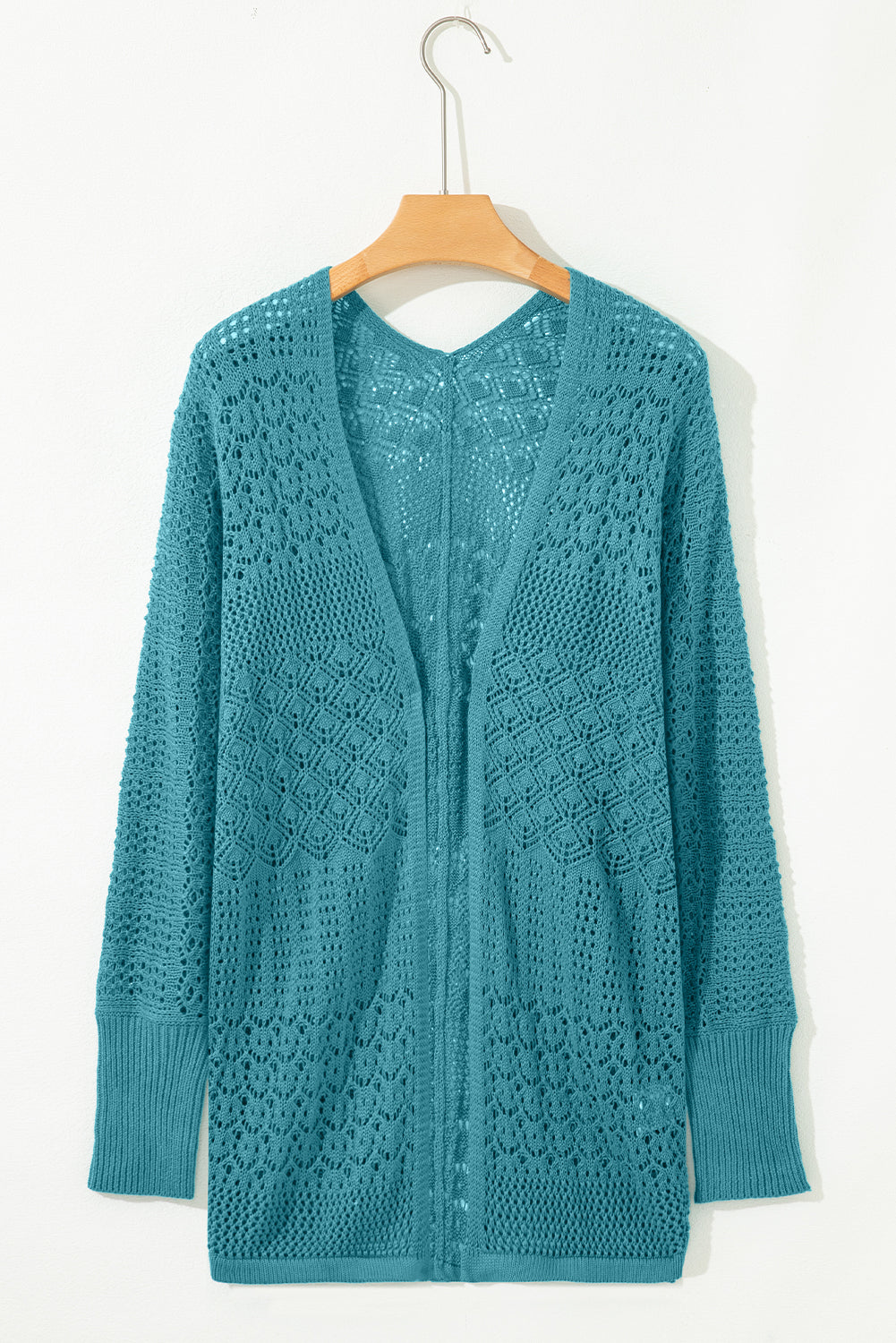 Hollow Knit Open Front Cardigan