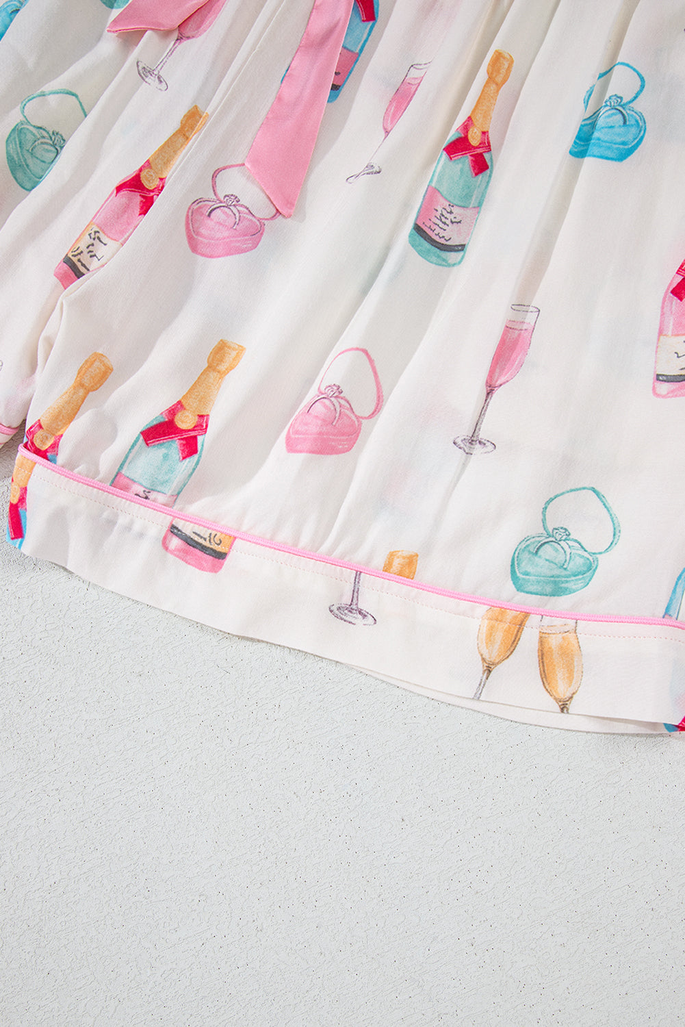 Wine Glass Print Plus Size Pajama Set