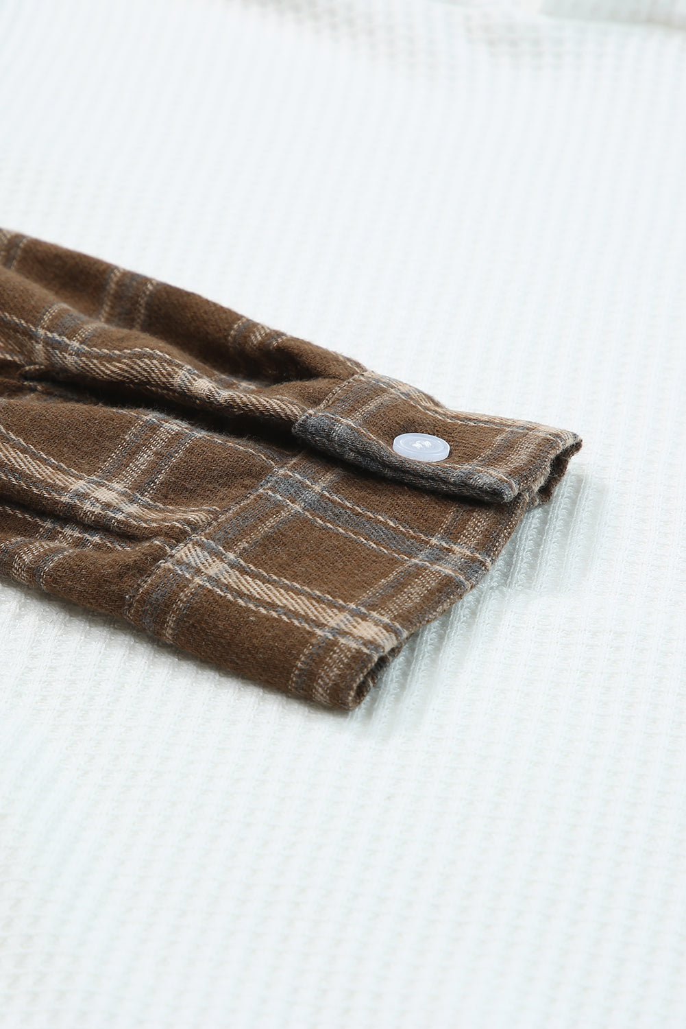 Plaid Sleeve Kangaroo Pocket Hoodie