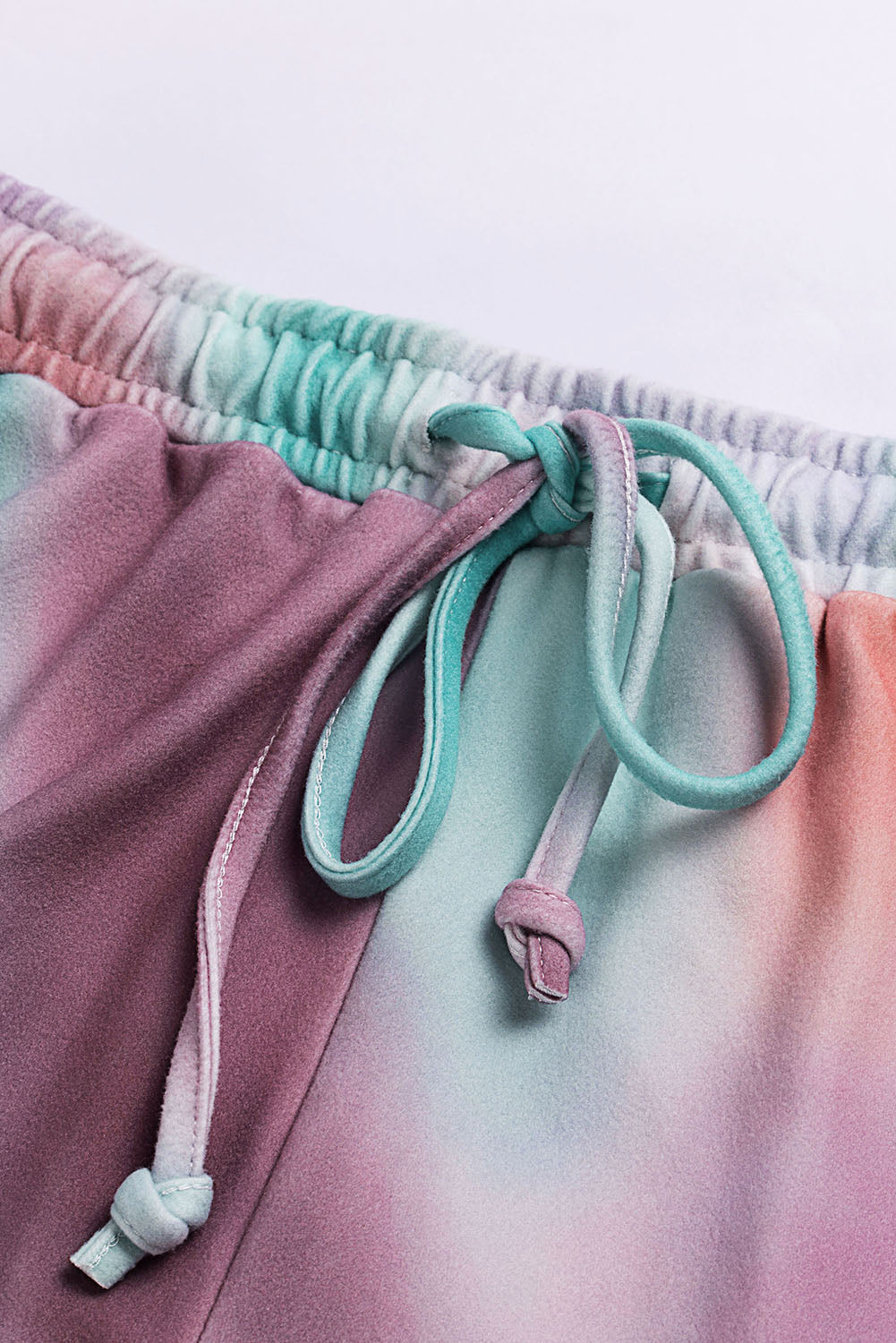 Multicolor Tie Dye Top & Drawstring Shorts Loungewear Set